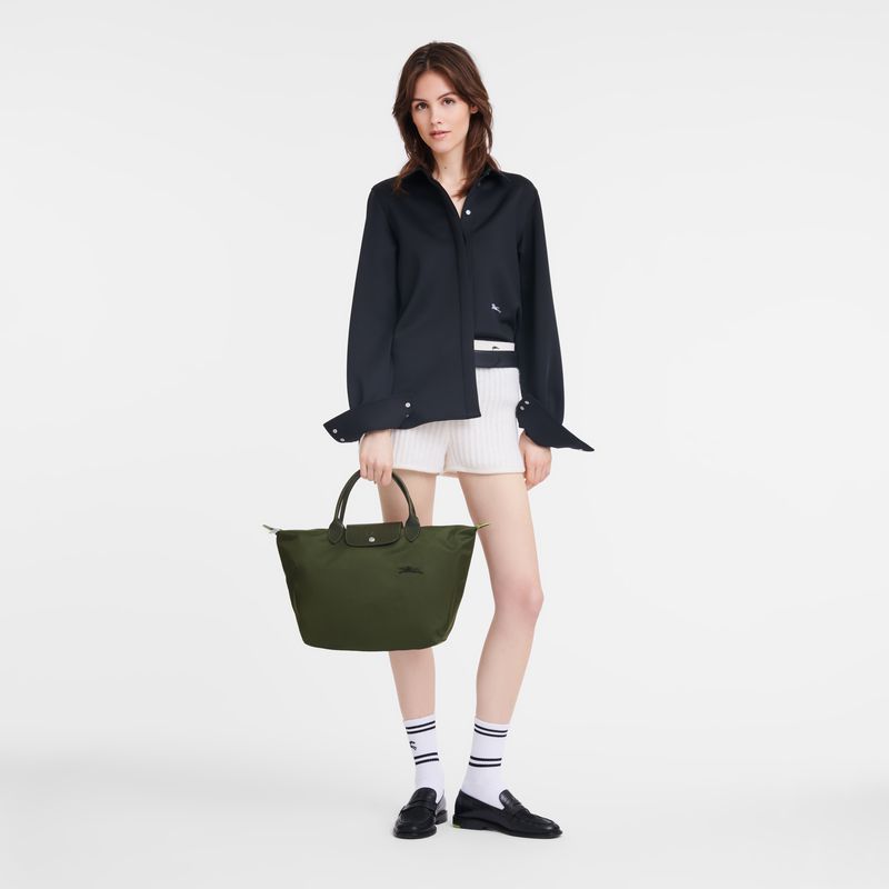 Longchamp Le Pliage Green M Women Handbag Dark Green | Australia-718YQRALN