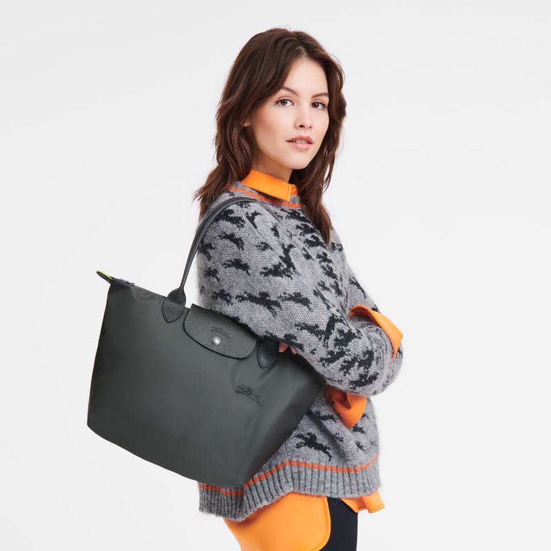 Longchamp Le Pliage Green M Women Tote Bag Deep Grey | Australia-894DMORCF
