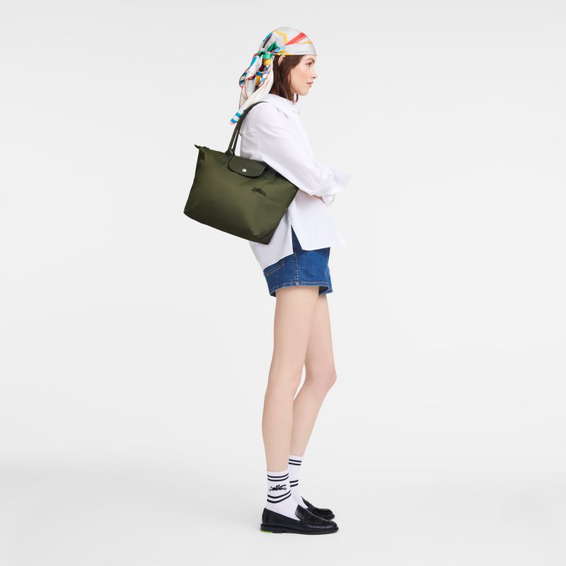 Longchamp Le Pliage Green M Women Tote Bag Dark Green | Australia-829KTOVNZ