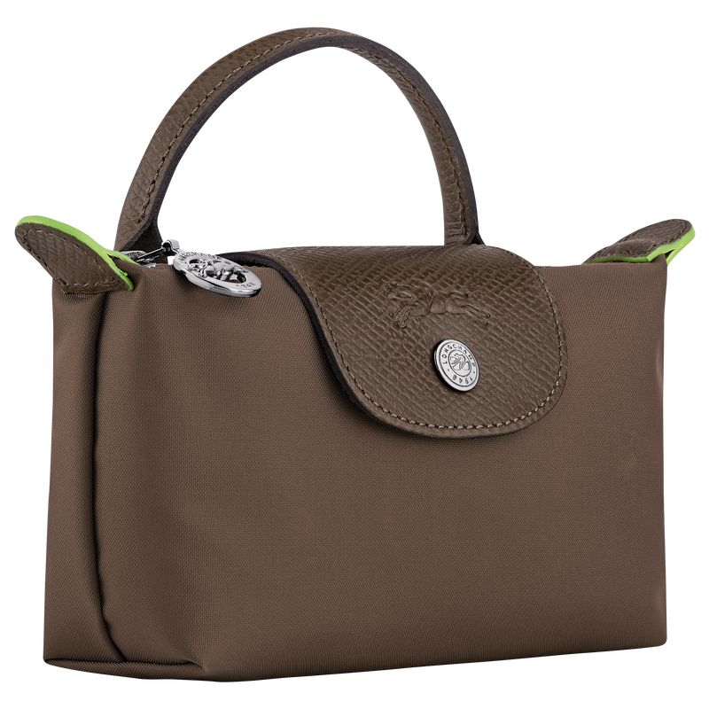 Longchamp Le Pliage Green With Handle Women Pouch Dark Brown | Australia-213OEVPUQ