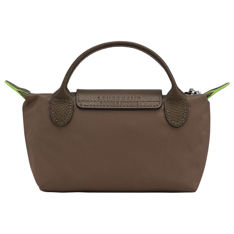 Longchamp Le Pliage Green With Handle Women Pouch Dark Brown | Australia-213OEVPUQ
