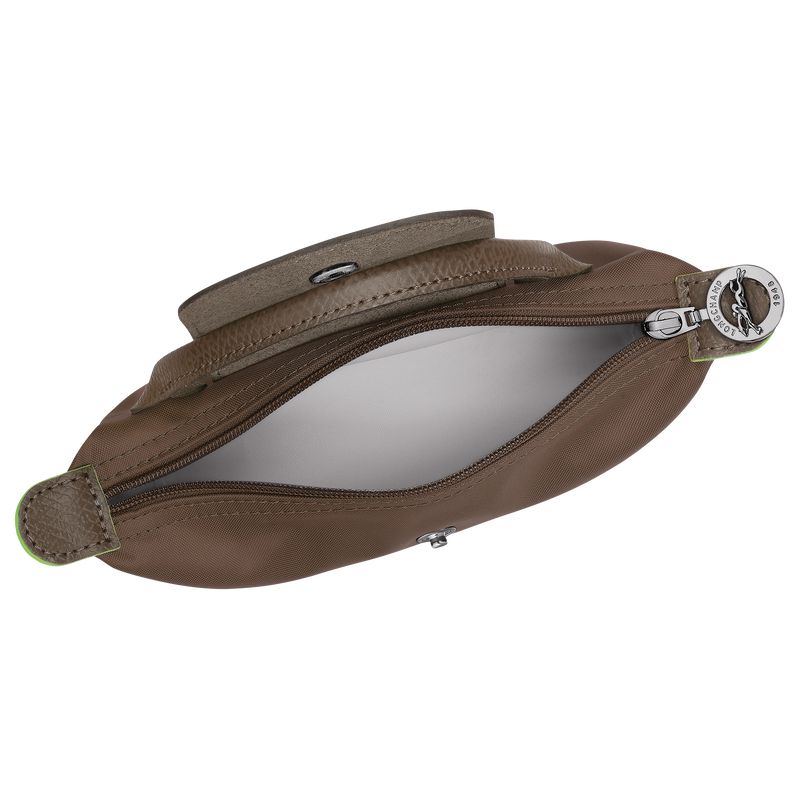 Longchamp Le Pliage Green With Handle Women Pouch Dark Brown | Australia-213OEVPUQ