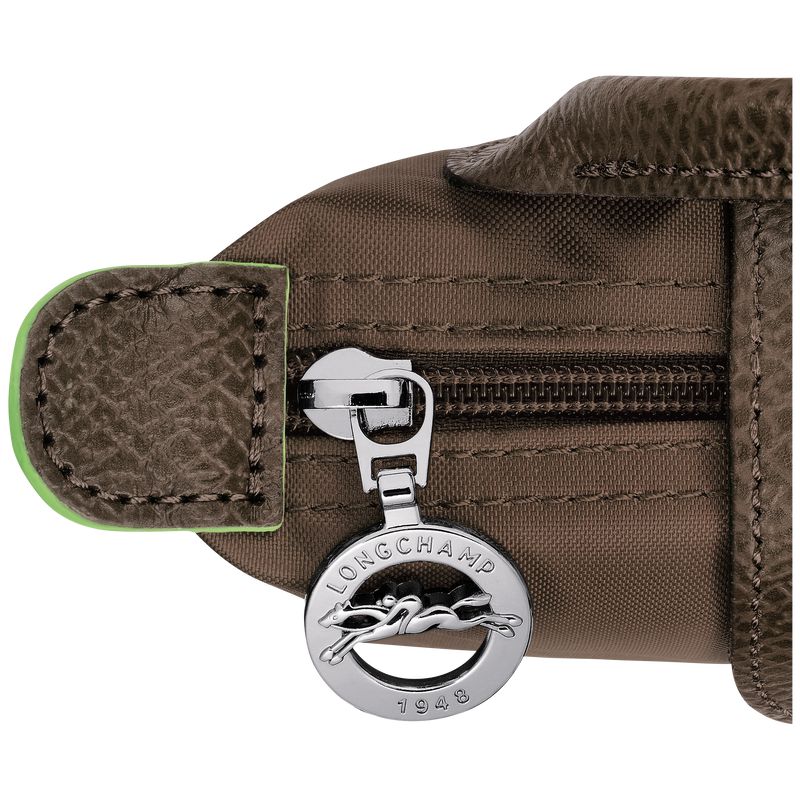 Longchamp Le Pliage Green With Handle Women Pouch Dark Brown | Australia-213OEVPUQ