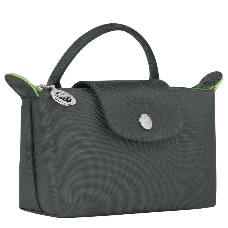 Longchamp Le Pliage Green With Handle Women Pouch Deep Grey | Australia-768HKTSJP