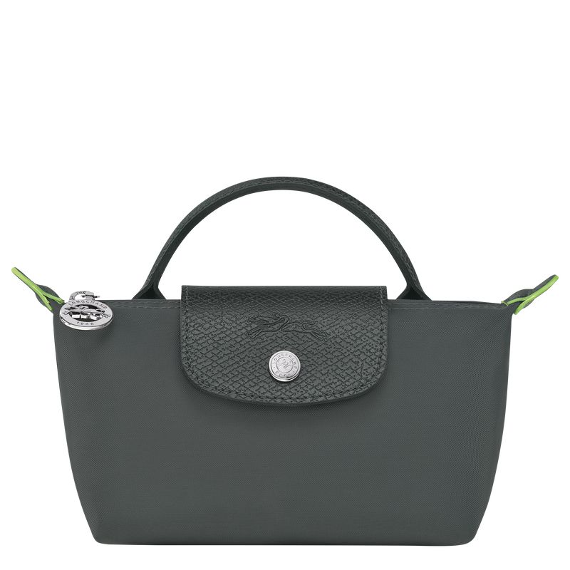 Longchamp Le Pliage Green With Handle Women Pouch Deep Grey | Australia-768HKTSJP