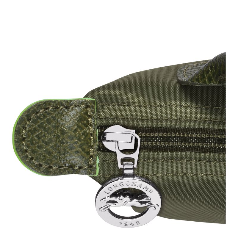 Longchamp Le Pliage Green With Handle Women Pouch Dark Green | Australia-460SVRGNW