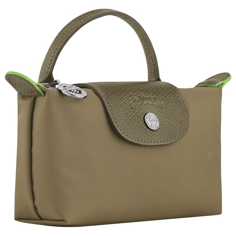 Longchamp Le Pliage Green With Handle Women Pouch Olive | Australia-745AKMQOU