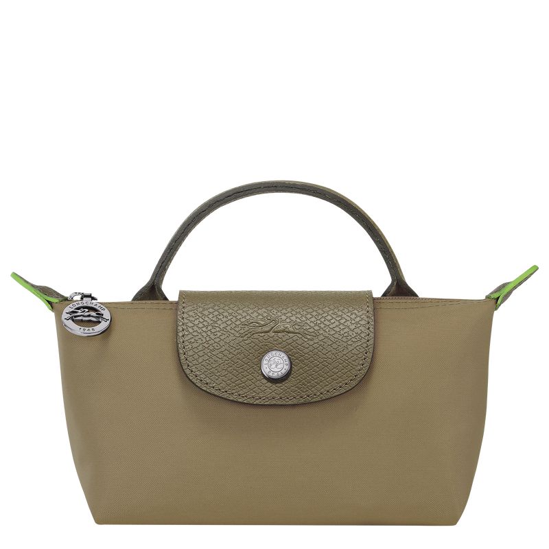 Longchamp Le Pliage Green With Handle Women Pouch Olive | Australia-745AKMQOU