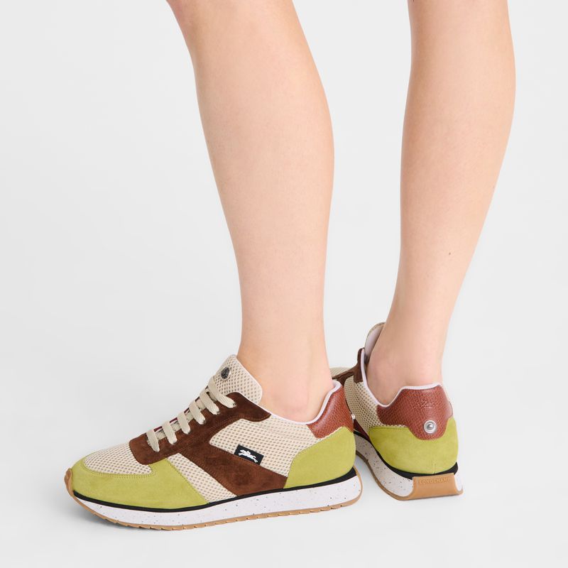Longchamp Le Pliage Green Women Sneakers Light Green / Brown | Australia-907XOZFTE