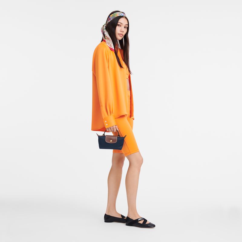 Longchamp Le Pliage Original With Handle Women Pouch Navy | Australia-920LRABQZ