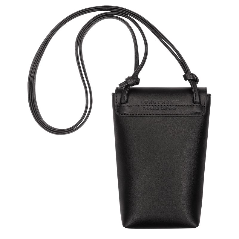 Longchamp Le Pliage Xtra With Leather Lace Men Phone Case Black | Australia-381CSKDYB