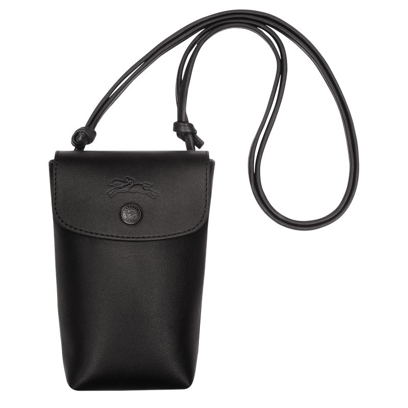 Longchamp Le Pliage Xtra With Leather Lace Men Phone Case Black | Australia-381CSKDYB
