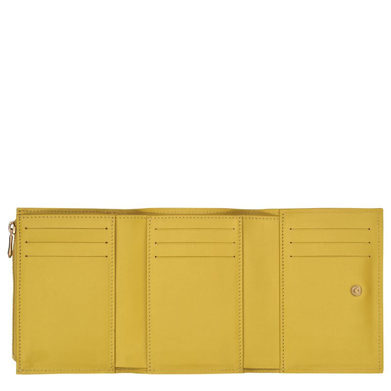 Longchamp Le Roseau Compact Women Wallet Yellow | Australia-678ZTQPXW