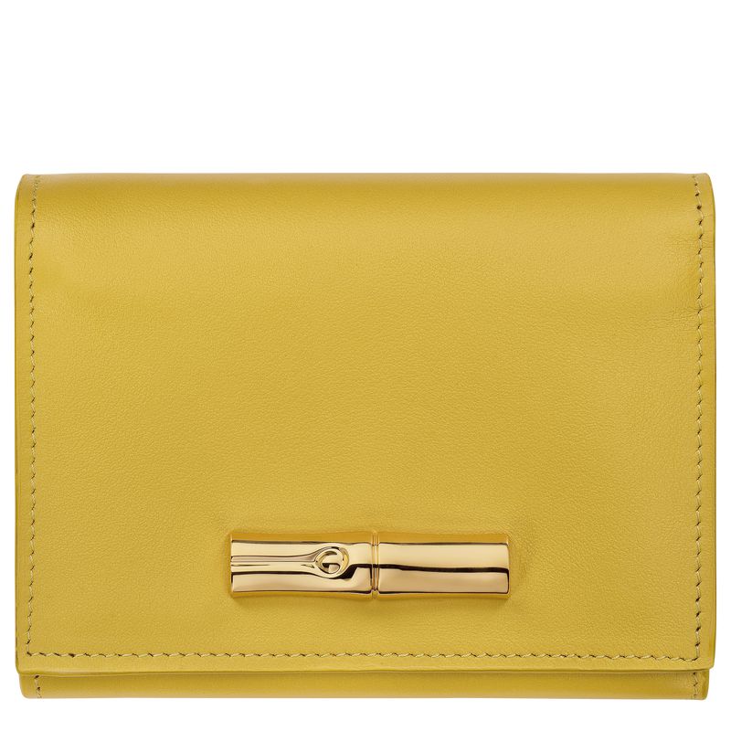 Longchamp Le Roseau Compact Women Wallet Yellow | Australia-678ZTQPXW