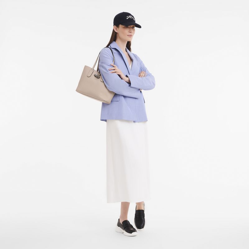 Longchamp Le Roseau Essential M Women Tote Bag Beige | Australia-319AENTDK