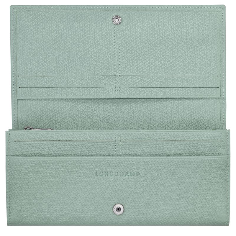 Longchamp Le Roseau Flap Women Wallet Blue Green | Australia-087RJOULE