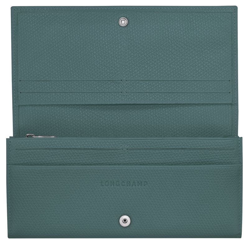 Longchamp Le Roseau Flap Women Wallet Blue Green | Australia-642JCTKME