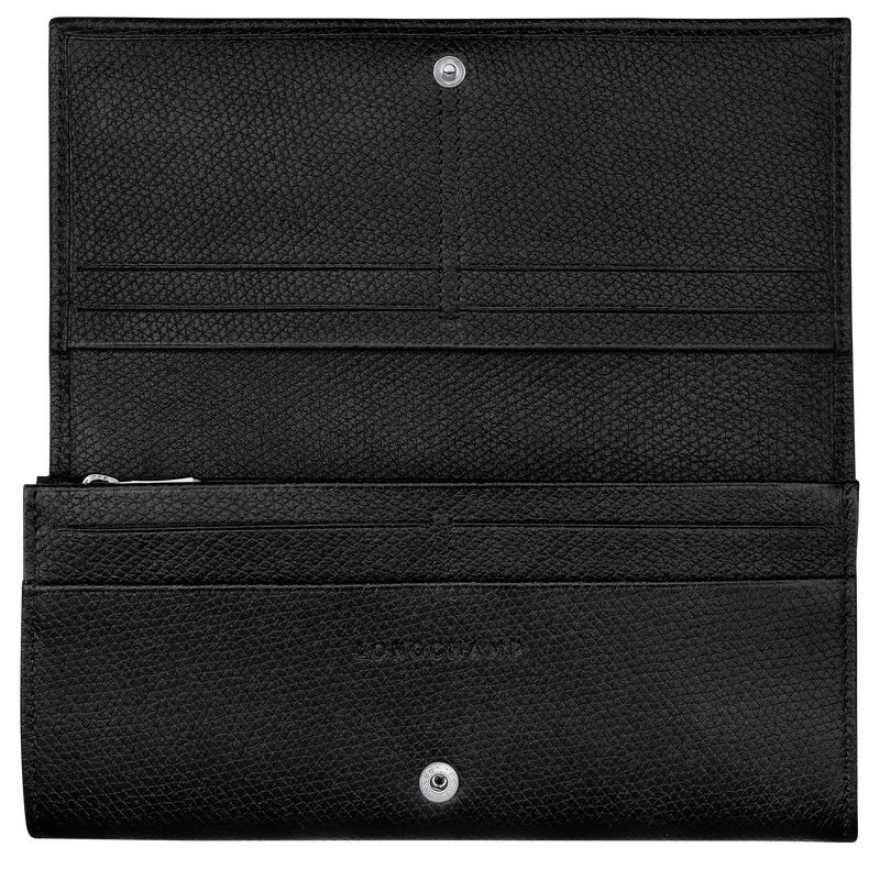 Longchamp Le Roseau Flap Women Wallet Black | Australia-231QOBLXV