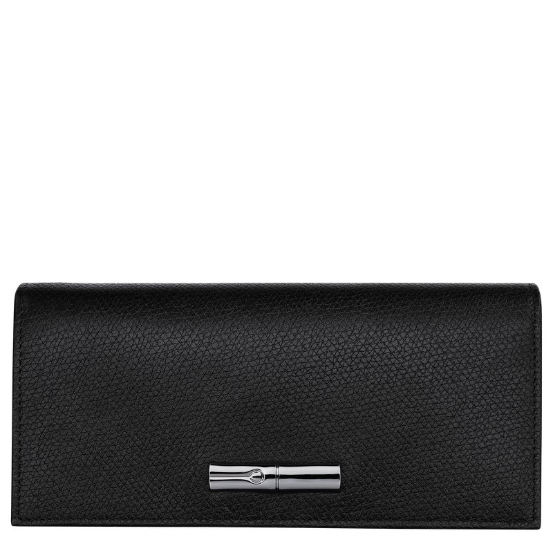 Longchamp Le Roseau Flap Women Wallet Black | Australia-231QOBLXV