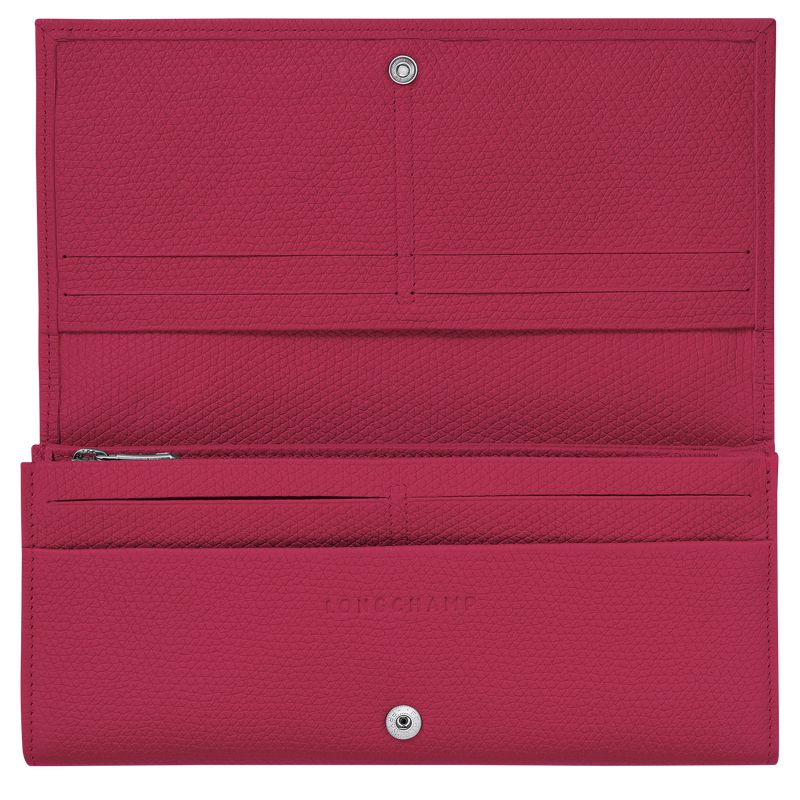 Longchamp Le Roseau Flap Women Wallet Dark Pink | Australia-568BDXZGW