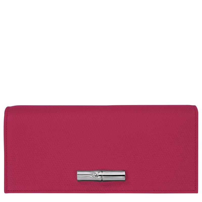Longchamp Le Roseau Flap Women Wallet Dark Pink | Australia-568BDXZGW