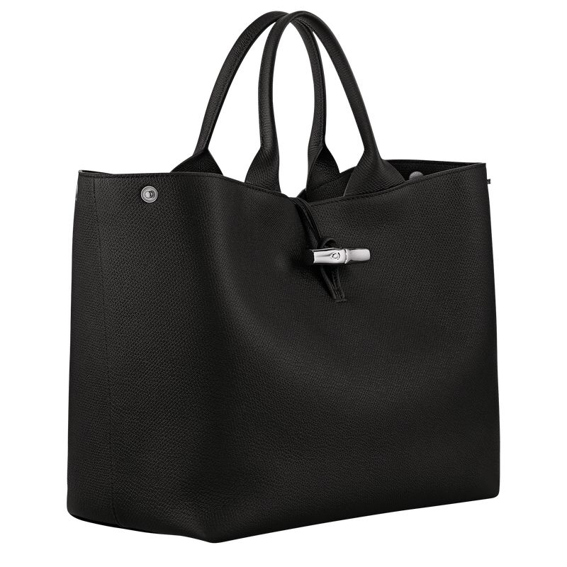 Longchamp Le Roseau L Women Handbag Black | Australia-871YGVBNI