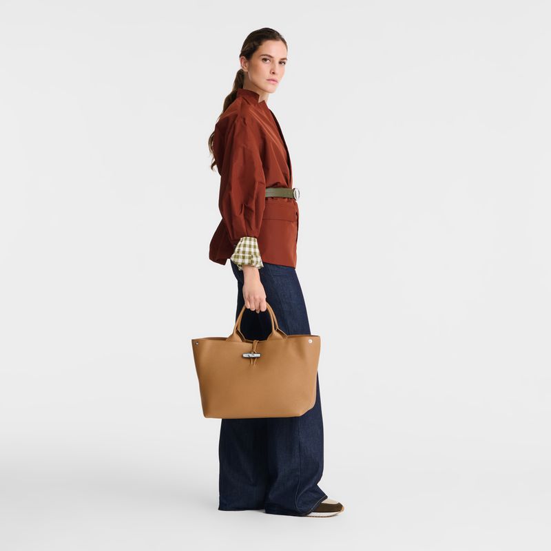 Longchamp Le Roseau L Women Handbag Brown | Australia-962UKPODM
