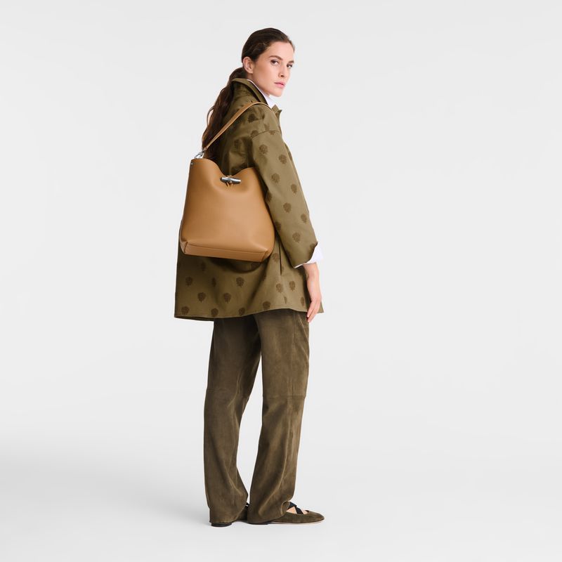 Longchamp Le Roseau M Shoulder Bag Women Shoulder Bag Brown | Australia-219BJTKSZ