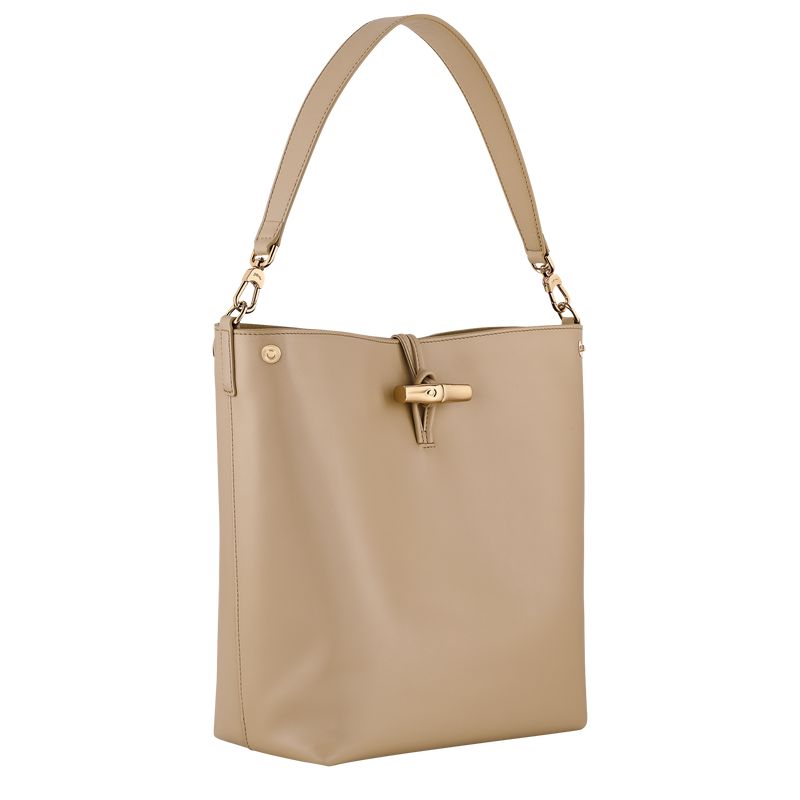 Longchamp Le Roseau M Women Hobo Bag Beige | Australia-950CBZEHA