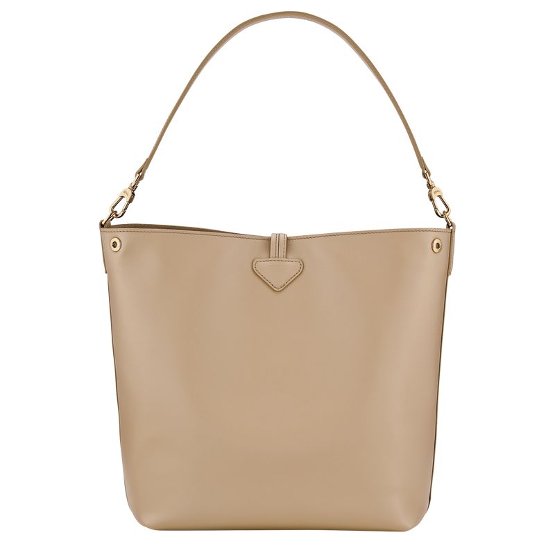 Longchamp Le Roseau M Women Hobo Bag Beige | Australia-950CBZEHA