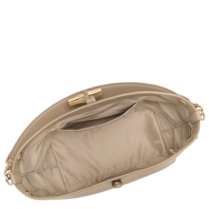 Longchamp Le Roseau M Women Hobo Bag Beige | Australia-950CBZEHA