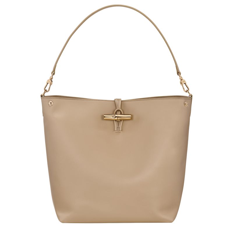 Longchamp Le Roseau M Women Hobo Bag Beige | Australia-950CBZEHA