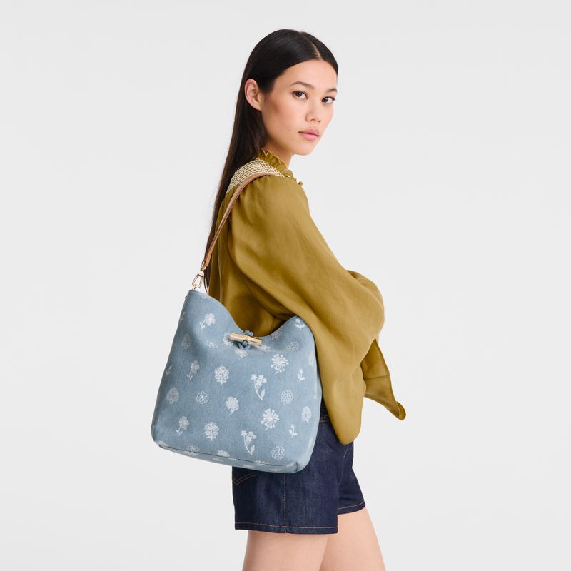 Longchamp Le Roseau M Women Hobo Bag Blue | Australia-531KNTWZP