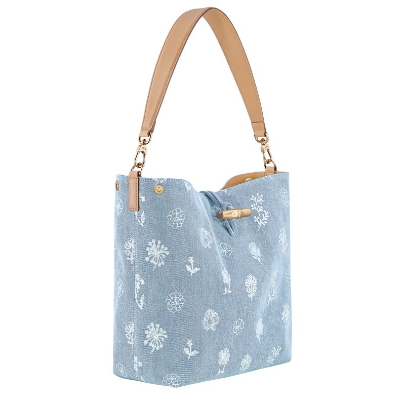 Longchamp Le Roseau M Women Hobo Bag Blue | Australia-531KNTWZP