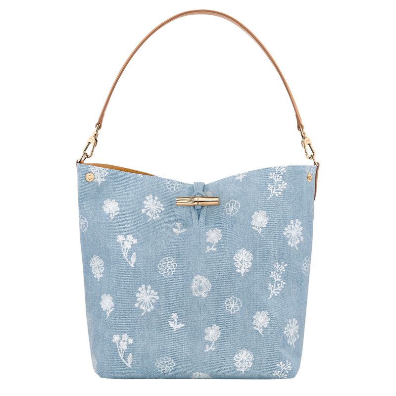 Longchamp Le Roseau M Women Hobo Bag Blue | Australia-531KNTWZP