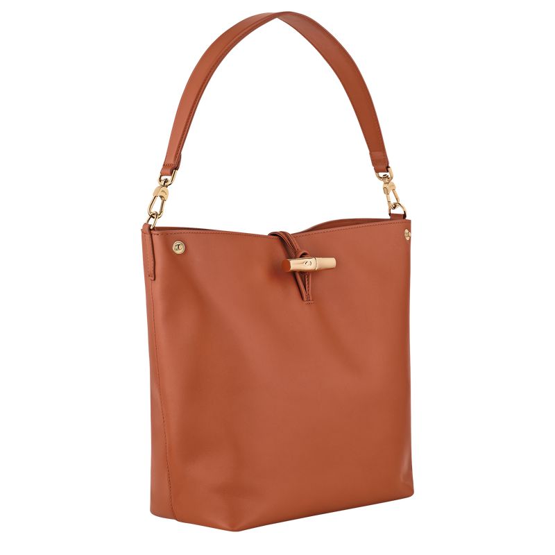 Longchamp Le Roseau M Women Hobo Bag Orange / Cream | Australia-693GVBKRI