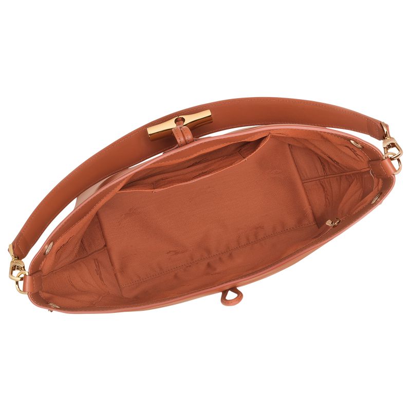 Longchamp Le Roseau M Women Hobo Bag Orange / Cream | Australia-693GVBKRI