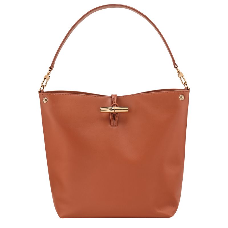 Longchamp Le Roseau M Women Hobo Bag Orange / Cream | Australia-693GVBKRI