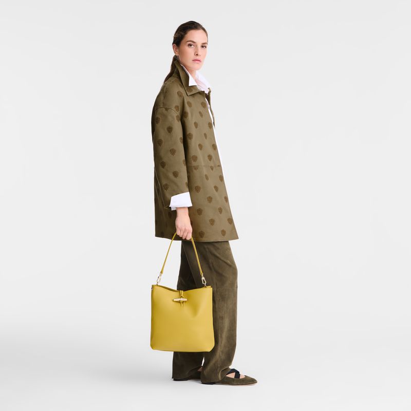 Longchamp Le Roseau M Women Hobo Bag Yellow | Australia-128JQSKAT
