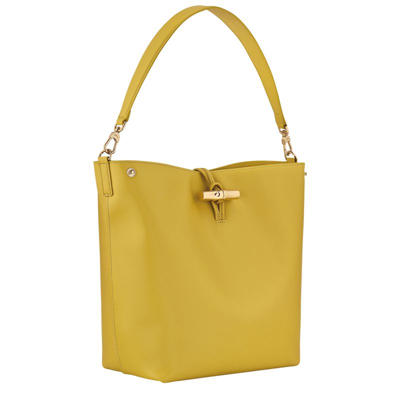 Longchamp Le Roseau M Women Hobo Bag Yellow | Australia-128JQSKAT