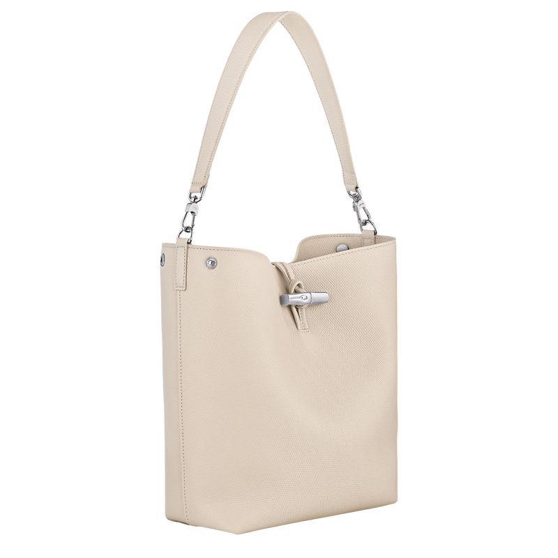 Longchamp Le Roseau M Women Shoulder Bag Beige | Australia-357VKLSYI