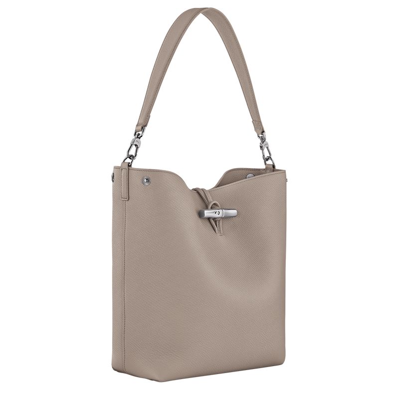 Longchamp Le Roseau M Women Shoulder Bag Beige | Australia-816FBLRYW