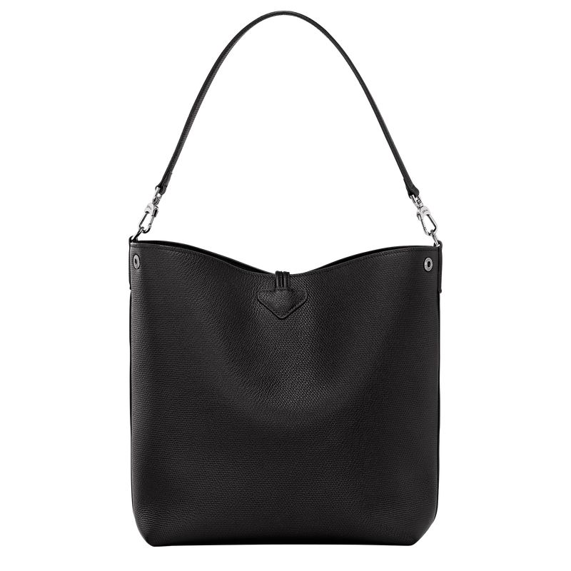 Longchamp Le Roseau M Women Shoulder Bag Black | Australia-694PBFHEK