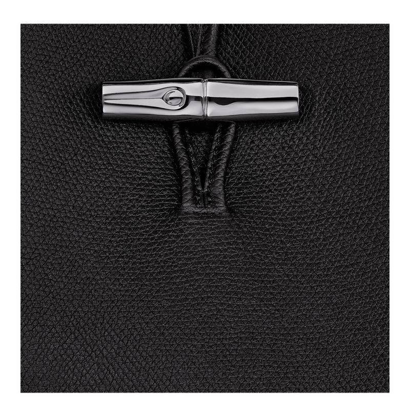 Longchamp Le Roseau M Women Shoulder Bag Black | Australia-694PBFHEK