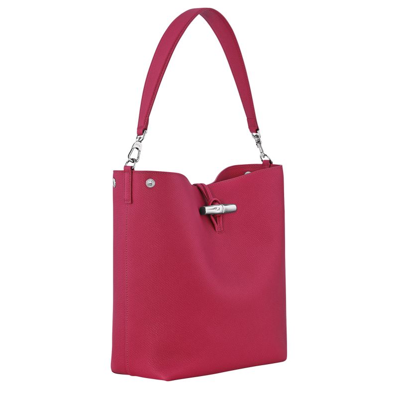 Longchamp Le Roseau M Women Shoulder Bag Dark Pink | Australia-731VALUNQ