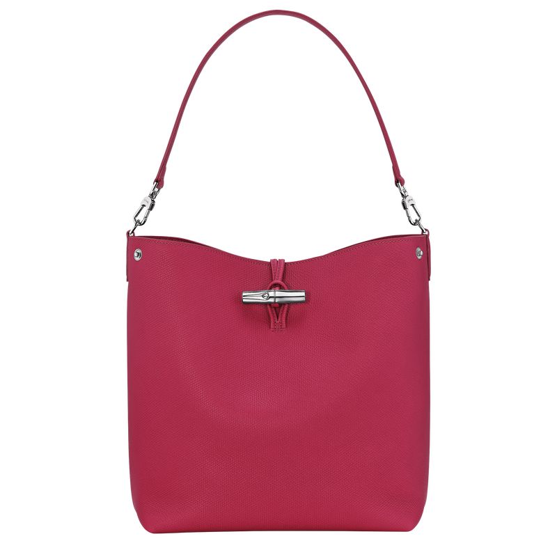 Longchamp Le Roseau M Women Shoulder Bag Dark Pink | Australia-731VALUNQ