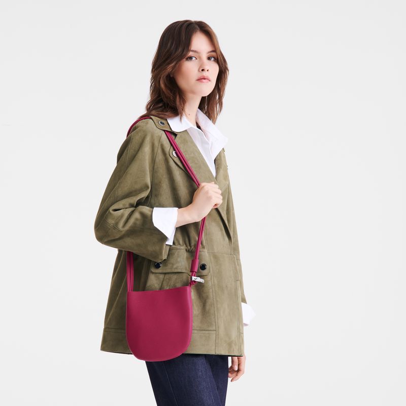 Longchamp Le Roseau S Women Crossbody Bag Dark Pink | Australia-634RLQSMV