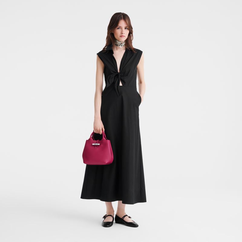 Longchamp Le Roseau S Women Handbag Dark Pink | Australia-607BJYEGA