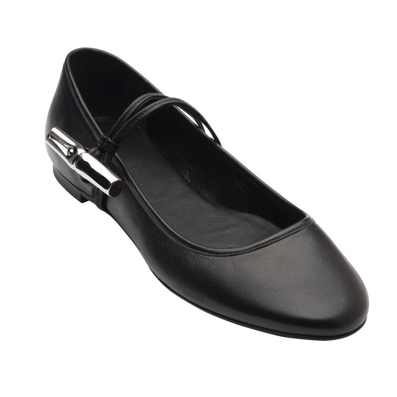 Longchamp Le Roseau Women Ballerinas Black | Australia-107RPSYON