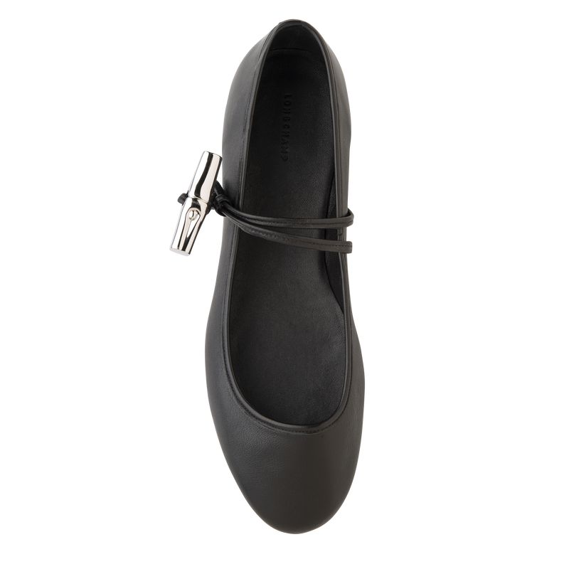 Longchamp Le Roseau Women Ballerinas Black | Australia-107RPSYON